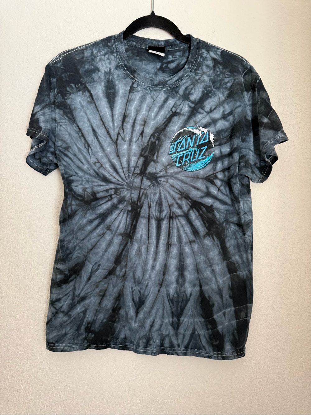 Santa Cruz Skateboards Black & Teal Tie-Dye Logo Tee